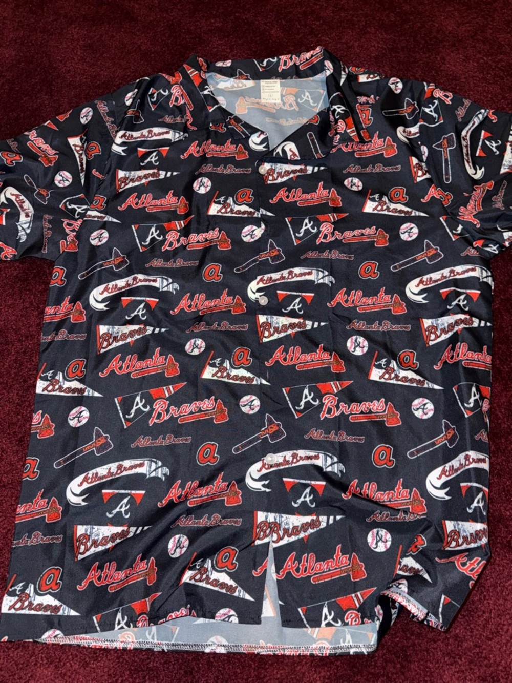 Atlanta braves all over print button down Hawaiian shirt men’s large MLB